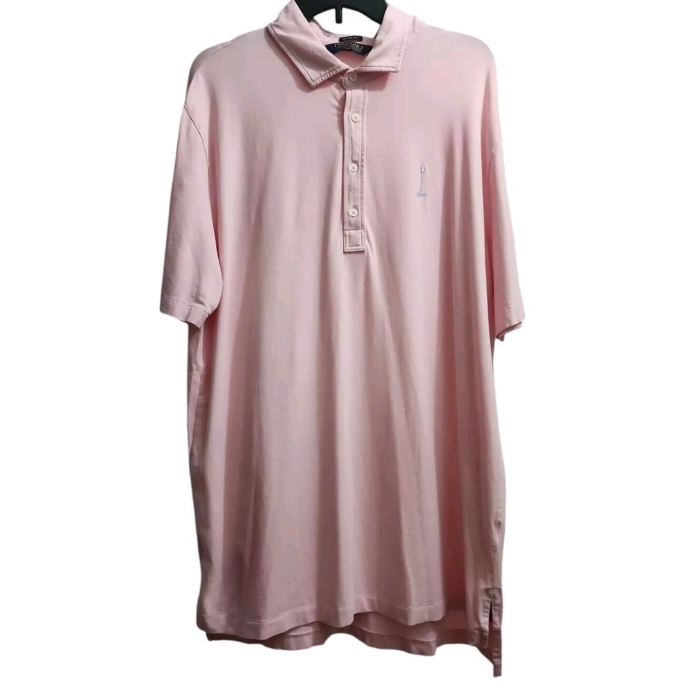 Polo Golf Ralph Lauren Stretch Lisle Golf Shirt Pink Eiffel Tower Logo XL